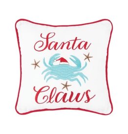 C and F Home Holiday Pillow, Santa Claws, Crab 10x10