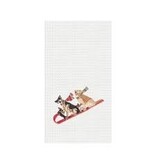 C and F Home Holiday Dish Towel, Dog Tobogganing, waffle weave