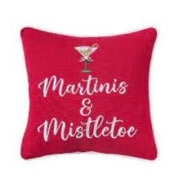C and F Home Holiday Pillow, Martinis and Mistletoe