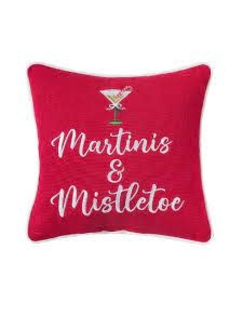 C and F Home Holiday Pillow, Martinis and Mistletoe