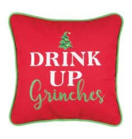 C and F Home Holiday Pillow Drink Up Grinches