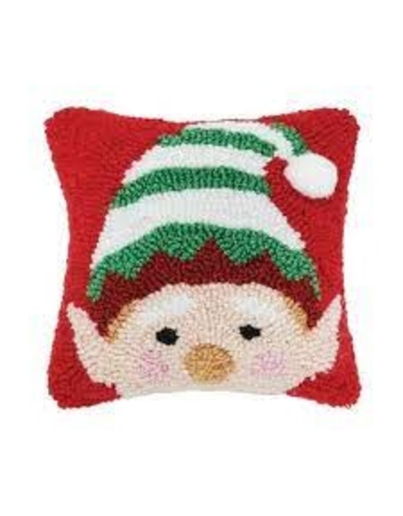 C and F Home Holiday Pillow, Peekaboo Elf, hooked 8x8