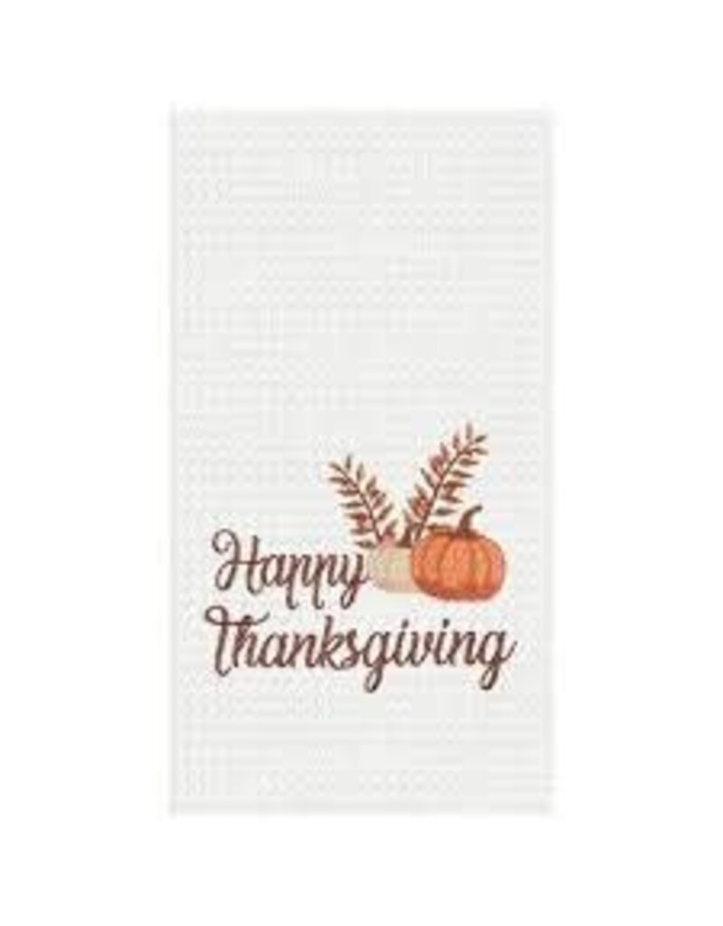 C and F Home Fall Towel, Happy Thanksgiving, waffle weave