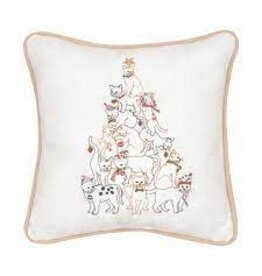 C and F Home Holiday Pillow, Cat Christmas Tree, 10x10