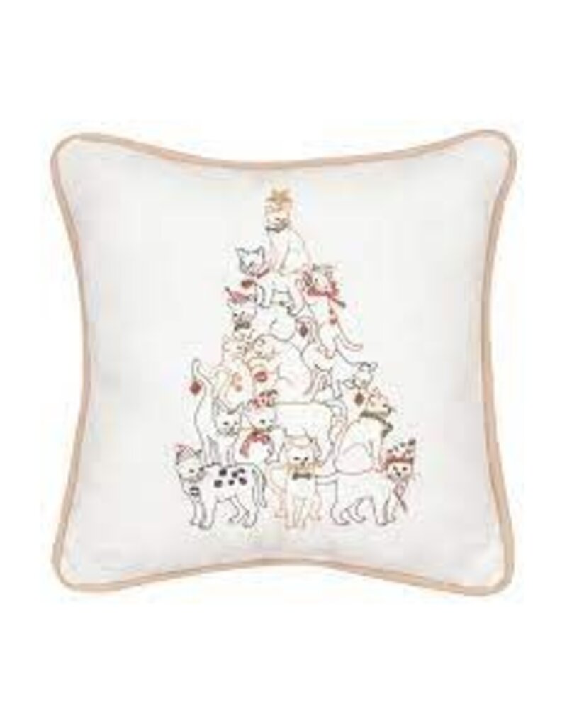C and F Home Holiday Pillow, Cat Christmas Tree, 10x10