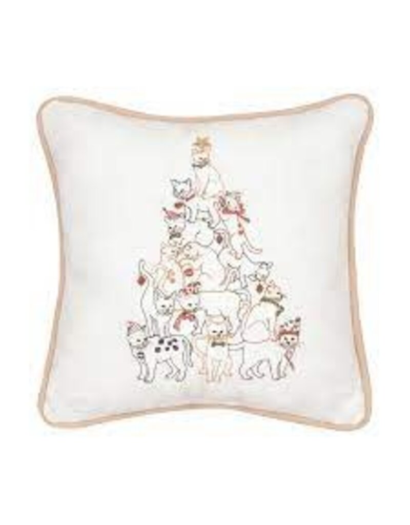 C and F Home Holiday Pillow, Cat Christmas Tree