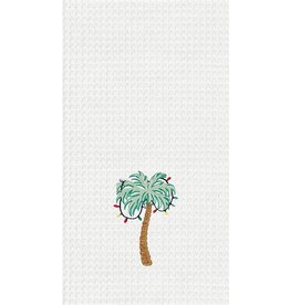 C and F Home Holiday Dish Towel, Palm Tree With Lights, waffle weave