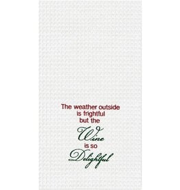 C and F Home Holiday Dish Towel, Wine Is So Delightful, waffle weave