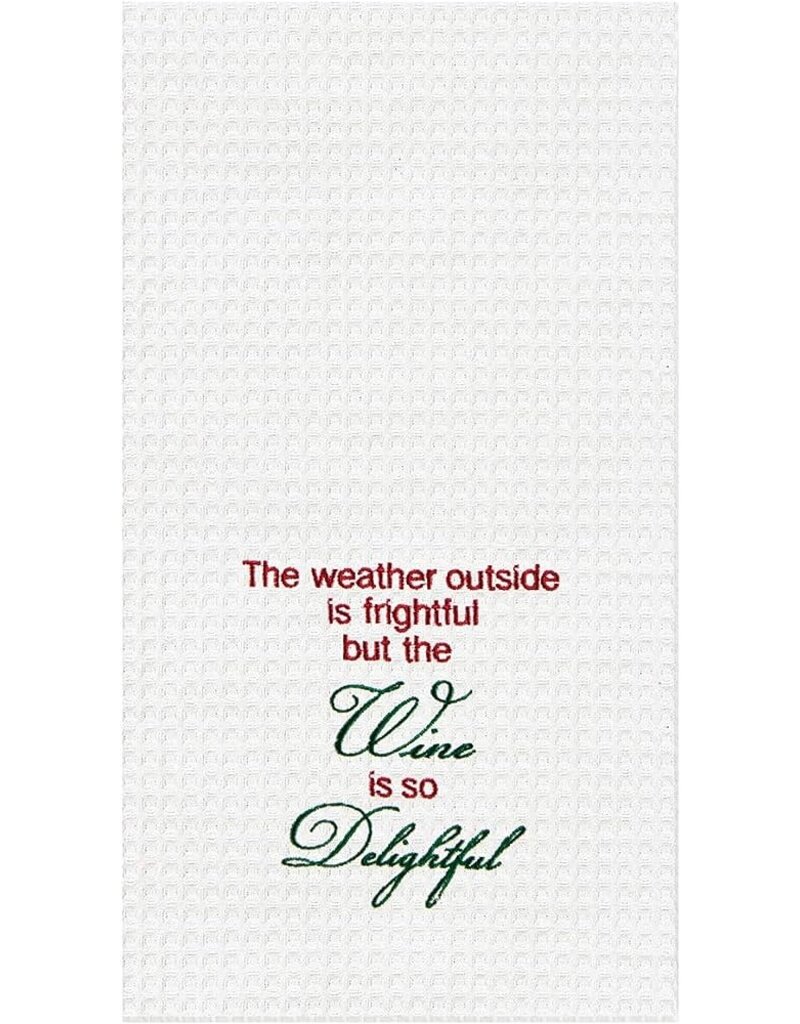 C and F Home Holiday Dish Towel, Wine Is So Delightful, waffle weave
