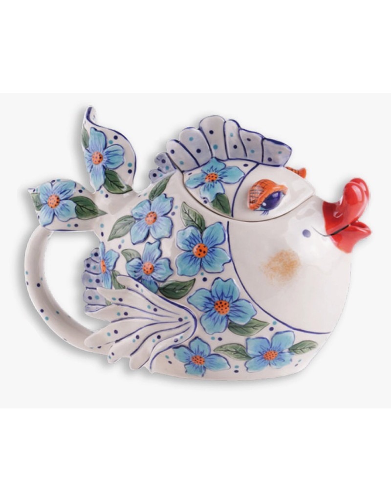 Flower Fish Teapot - Blue