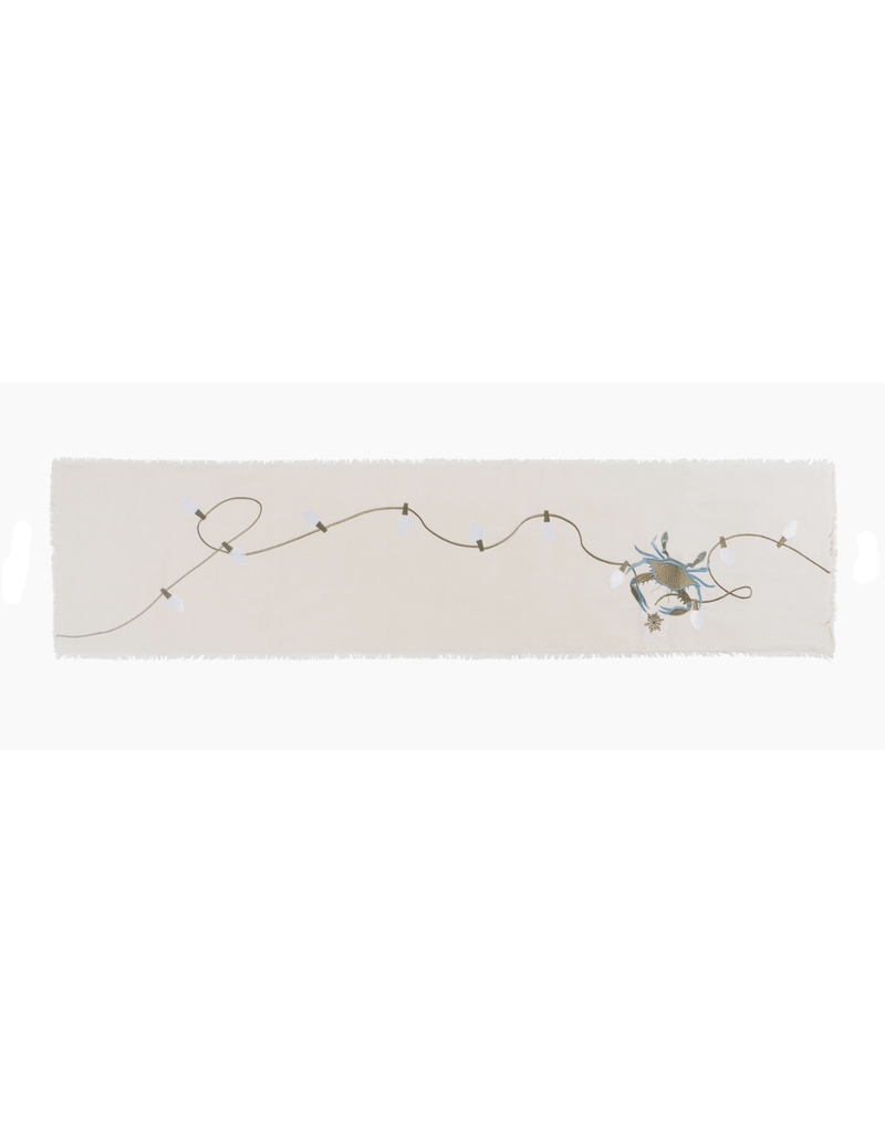 Rightside Design Holiday Embroidered CRAB in Lights Table Runner, 70x13