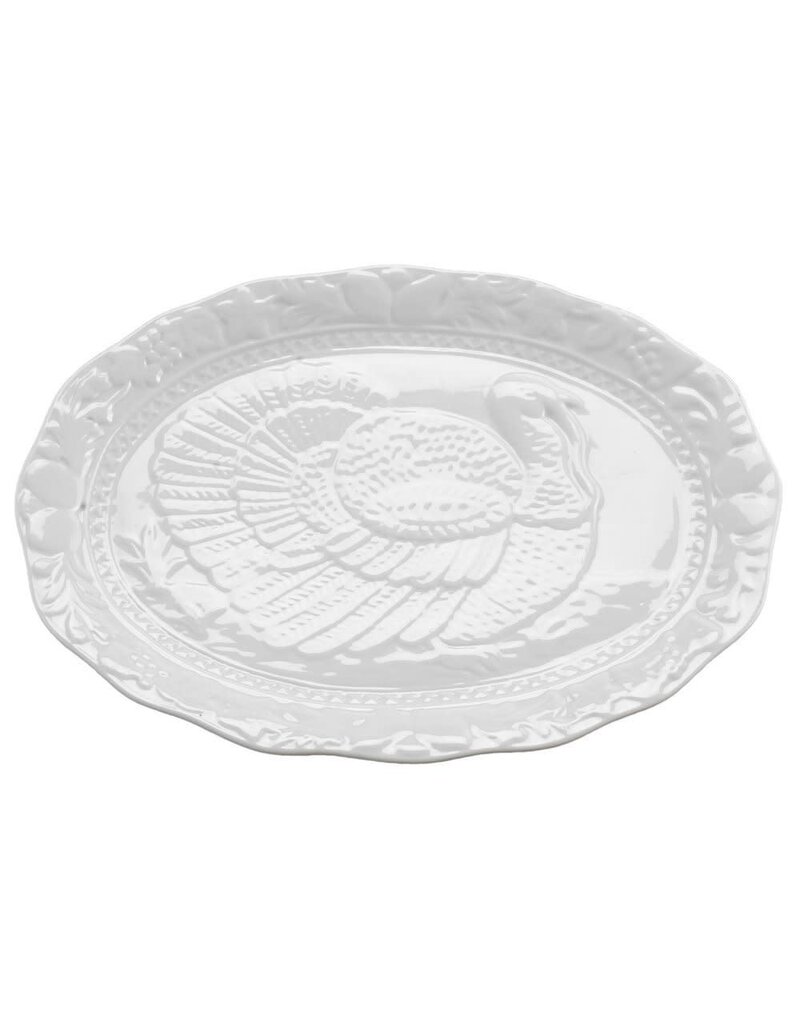 Harold Imports Fall White Porcelain Turkey Platter