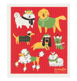 Now Designs Holiday Swedish Dish Cloth Yule Dogs now, red