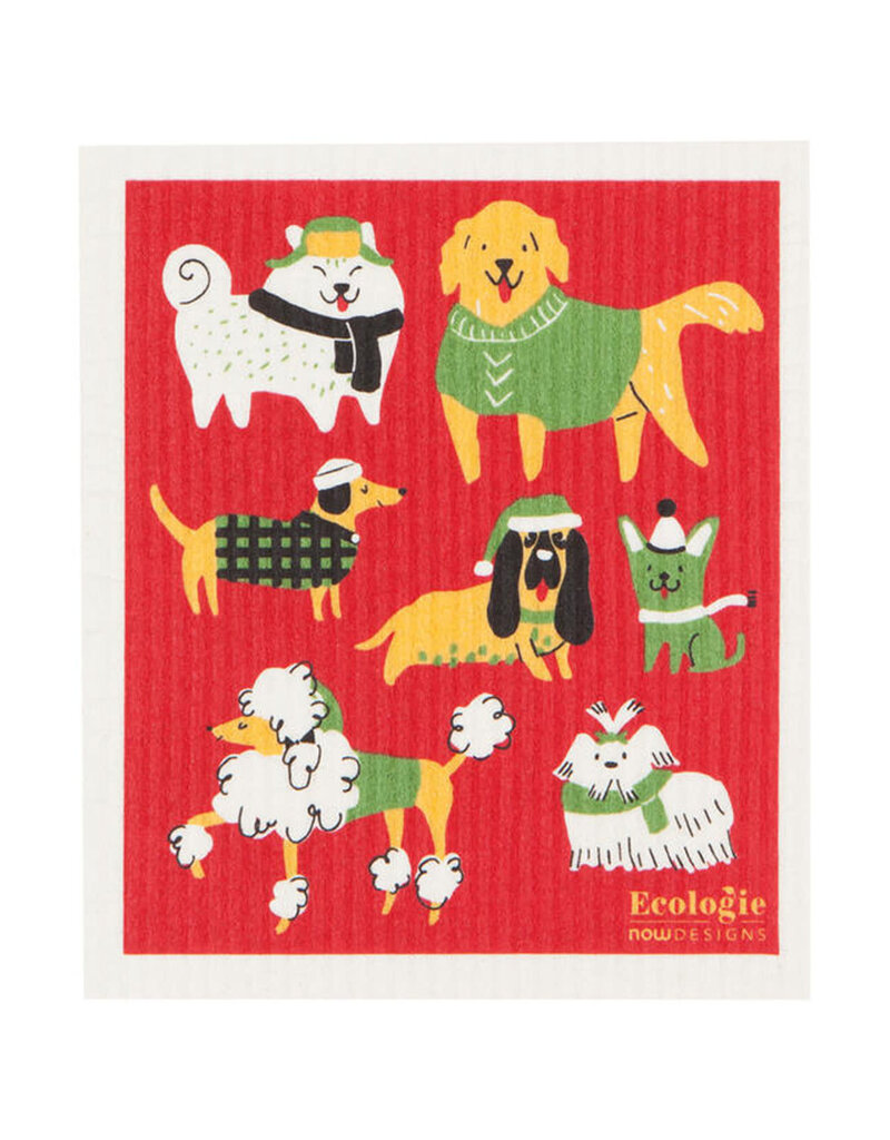 Now Designs Holiday Swedish Dish Cloth Yule Dogs now, red