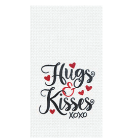 C and F Home Valentine Towel, Hugs & Kisses, Waffle Weave