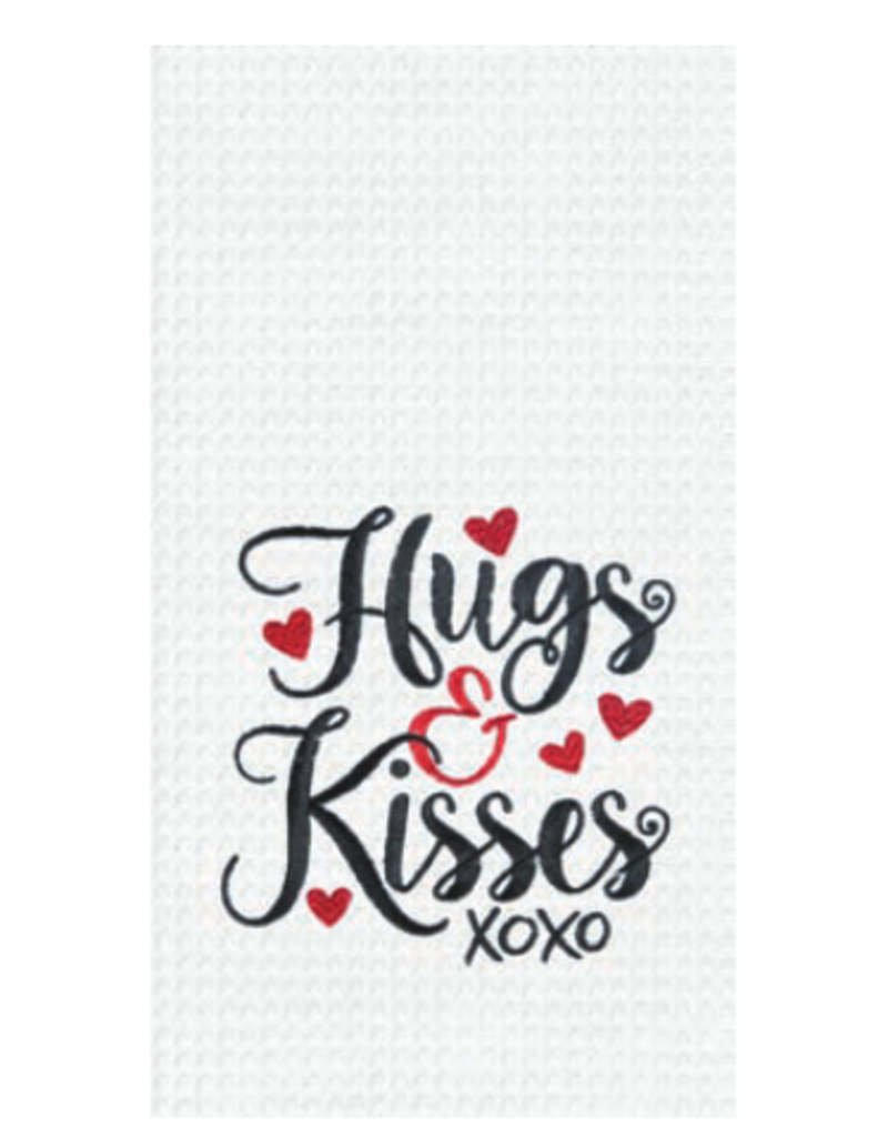 C and F Home Valentine Towel, Hugs & Kisses, Waffle Weave