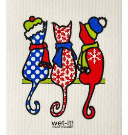 Wet-It Holiday Swedish Dish Cloth Winter Cold Cats