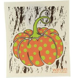 Wet-It Fall Swedish Dish Cloth Polka Dot Pumpkin Harvest