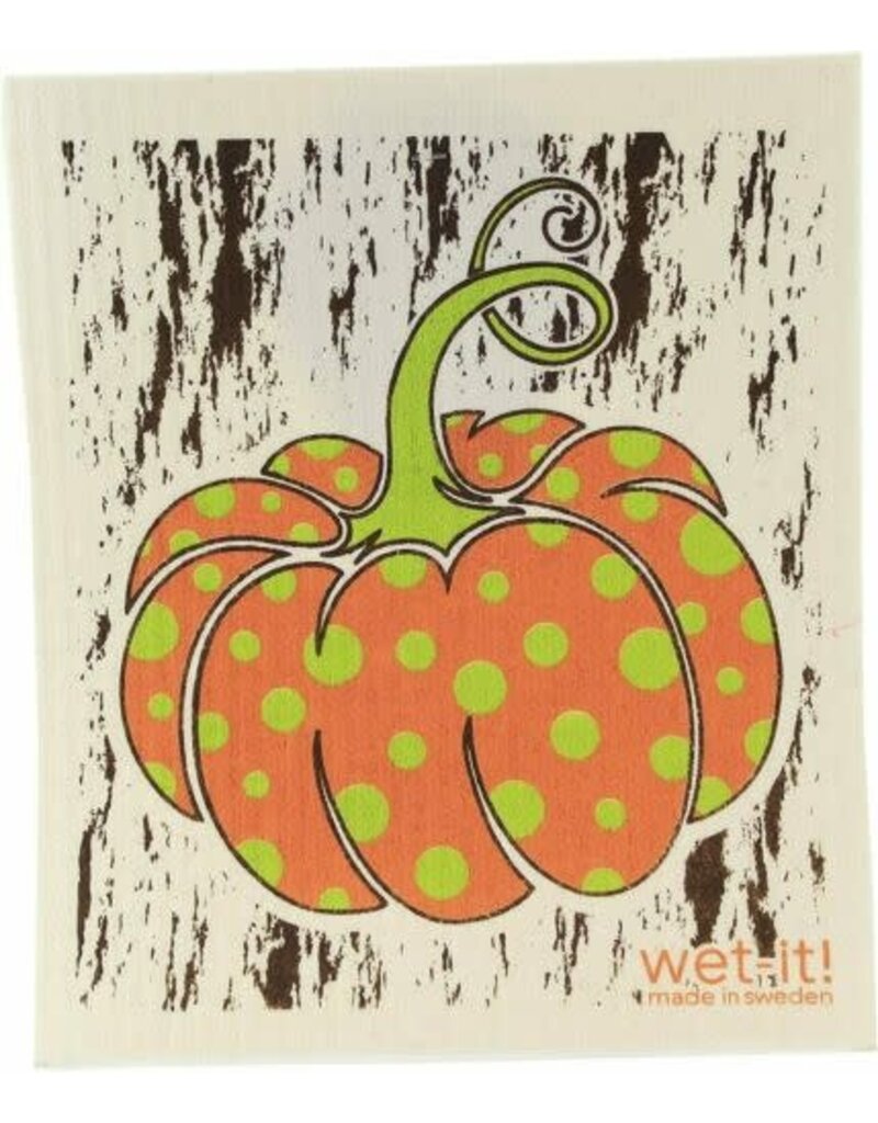 Wet-It Fall Swedish Dish Cloth Polka Dot Pumpkin Harvest
