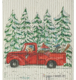 Wet-It Holiday Swedish Dish Cloth Vintage Winter