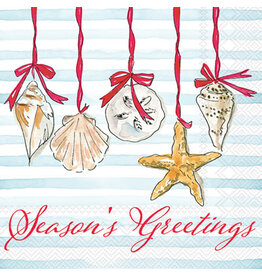 Boston International Holiday Cocktail Napkins, Season's Greetings Shells, 20x