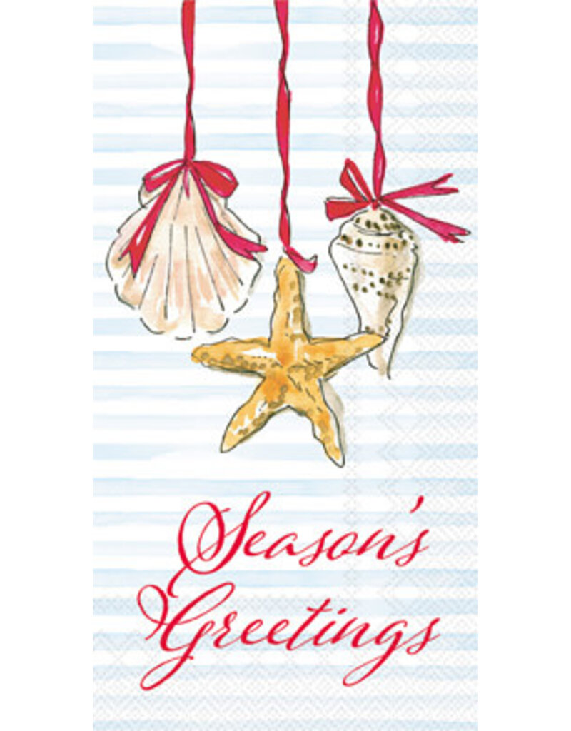 Boston International Holiday Guest Towel, Season's Greetings Shells, Set of 16