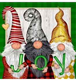 Boston International Holiday Cocktail Napkins, Gnomes JOY, 20x