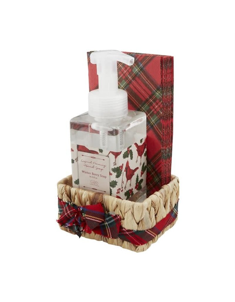 Mudpie Holiday Hand Soap & Guest Towel Gift Set, Cardinals & Tartan