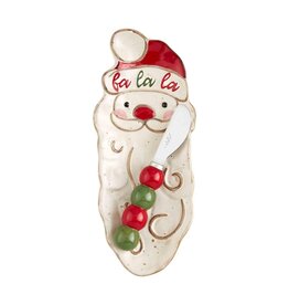 Mudpie Holiday Appetizer Plate and Spreader, Santa Fa La La