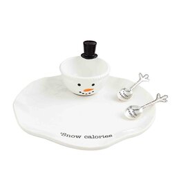 Mudpie Holiday Melted Snowman Chip and Dip Server