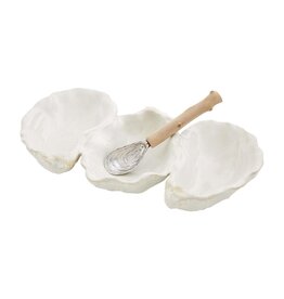 Mudpie Oyster TRIPLE Dip Bowl with Spoon