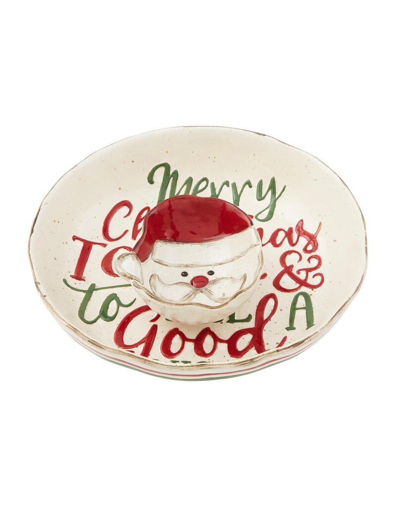 Mudpie Holiday Farmhouse Christmas Chip and Dip 2Pc Set