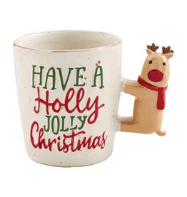 Mudpie Holiday Mug, Reindeer Handle