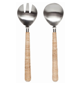 Now Designs MATTE STEEL RATTAN SALAD SERVERS SET OF 2