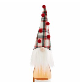 Mudpie Holiday Gnome Wine Topper/Cover, white