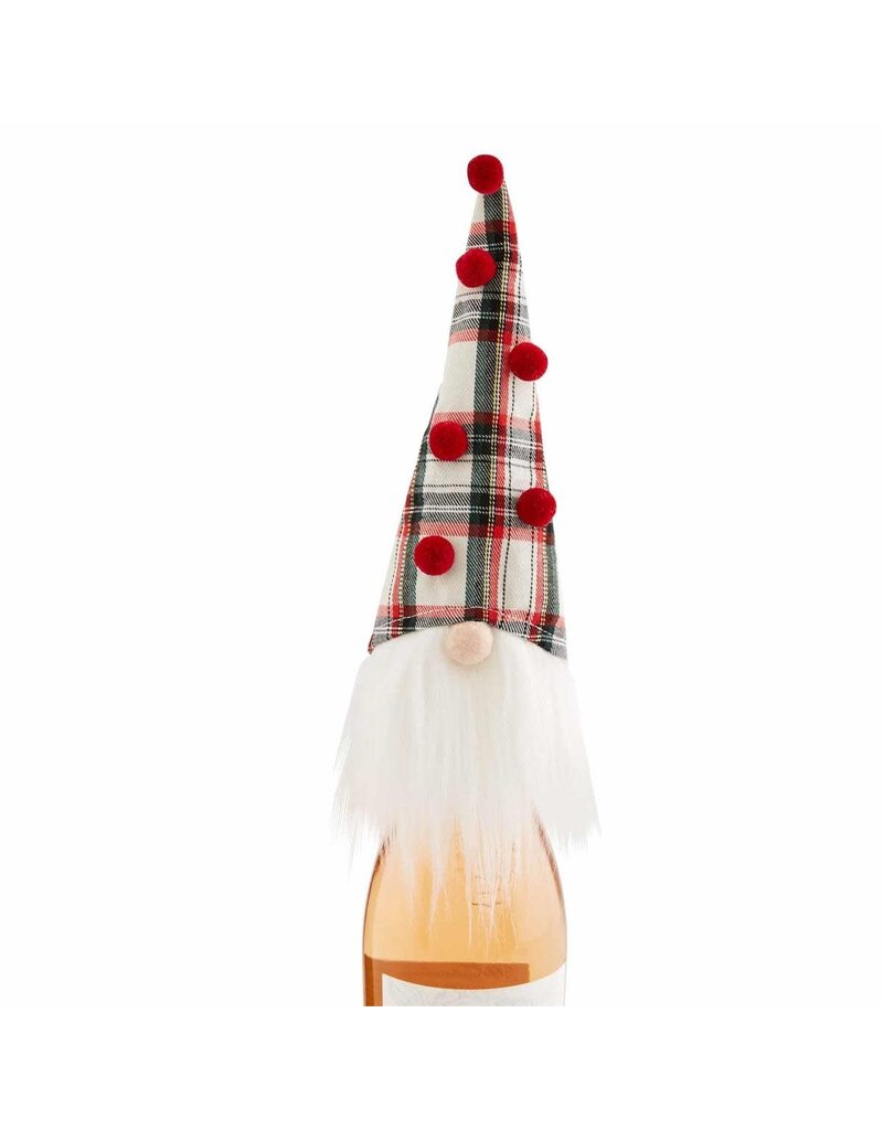 Mudpie Holiday Gnome Wine Topper/Cover, white