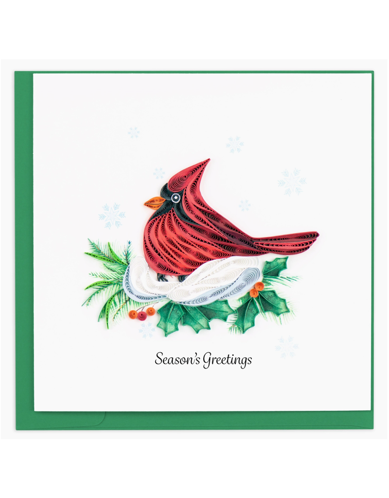 Quilling Card Holiday Greeting Card, Quill - Winter Cardinal, 6x6