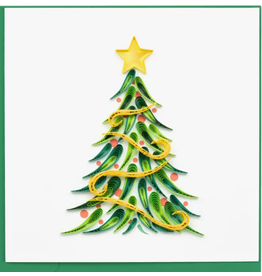 Quilling Card Holiday Greeting Card, Quill - Holiday Tree With Garland & Star, 6x6*