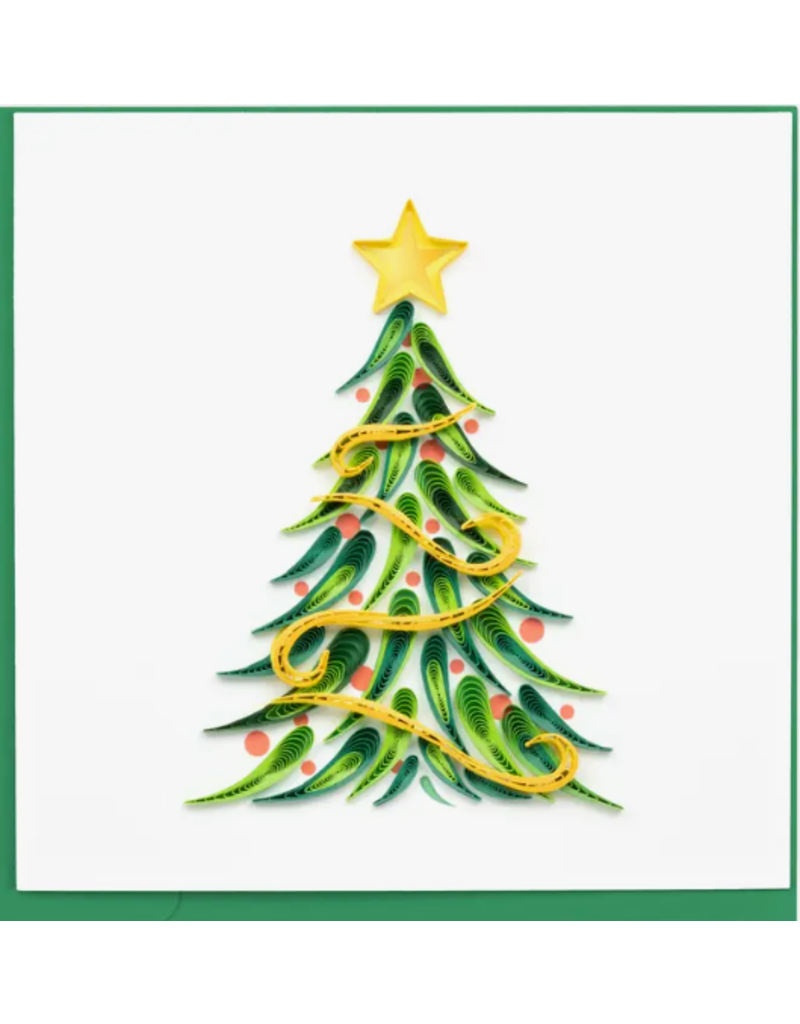 Holiday Greeting Card, Quill - Holiday Tree With Garland & Star, 6x6
