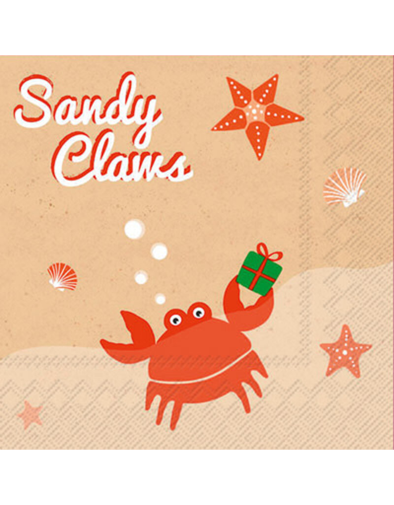 Boston International Holiday Cocktail Napkins, Sandy Claws, Crab 20x