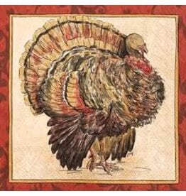 Boston International Fall Cocktail Napkins, Painterly Turkey, 20x