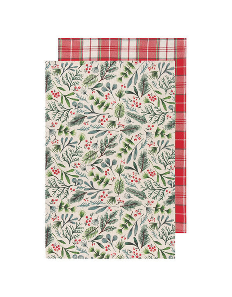 Now Designs Holiday Dish towels, Bough and Berry, Set of 2