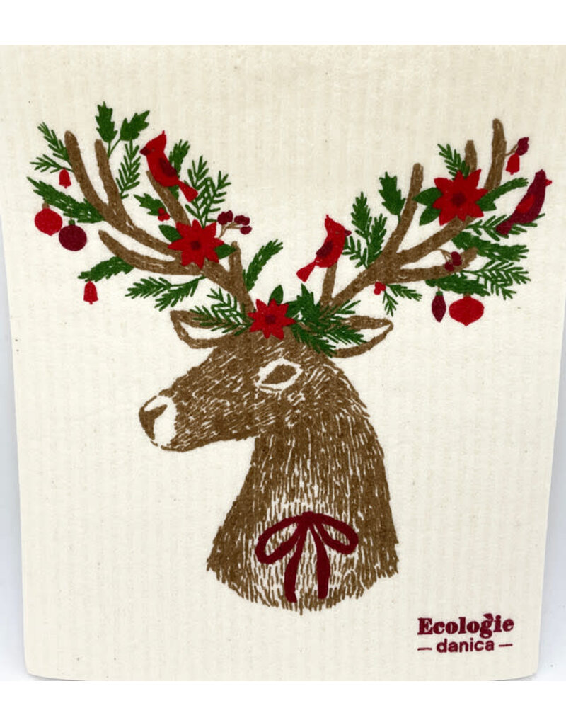 Now Designs Holiday Swedish Dish Cloth Dasher Deer now discntd