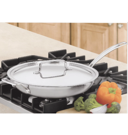 Cuisinart Multiclad Pro 3-Ply  Stainless 12” Fry Pan Skillet with Lid & Helper Handle cirr