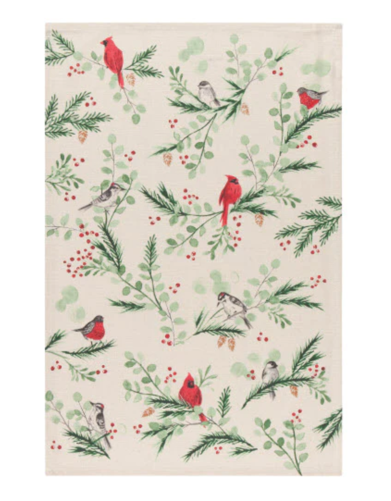 Now Designs Holiday Dish Towel, Forest Birds