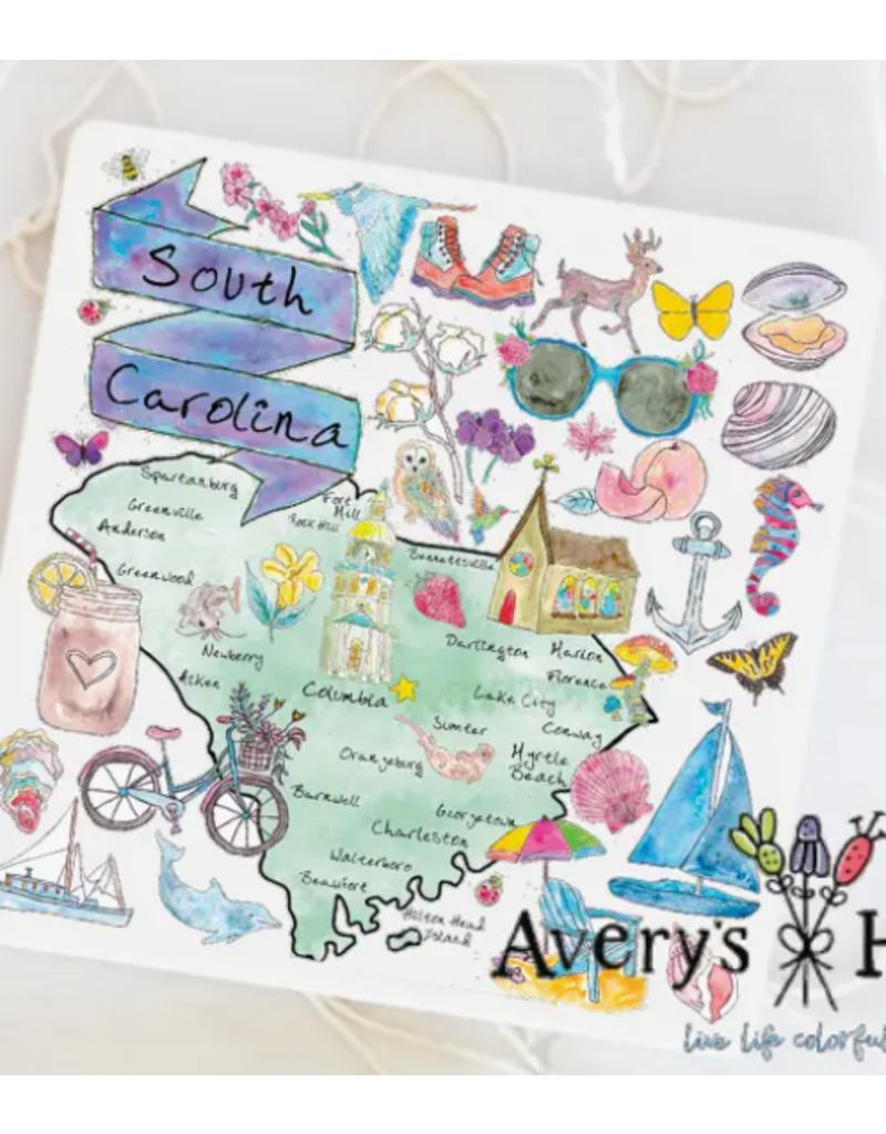 Absorbent Stone Coaster, South Carolina Map, avery*