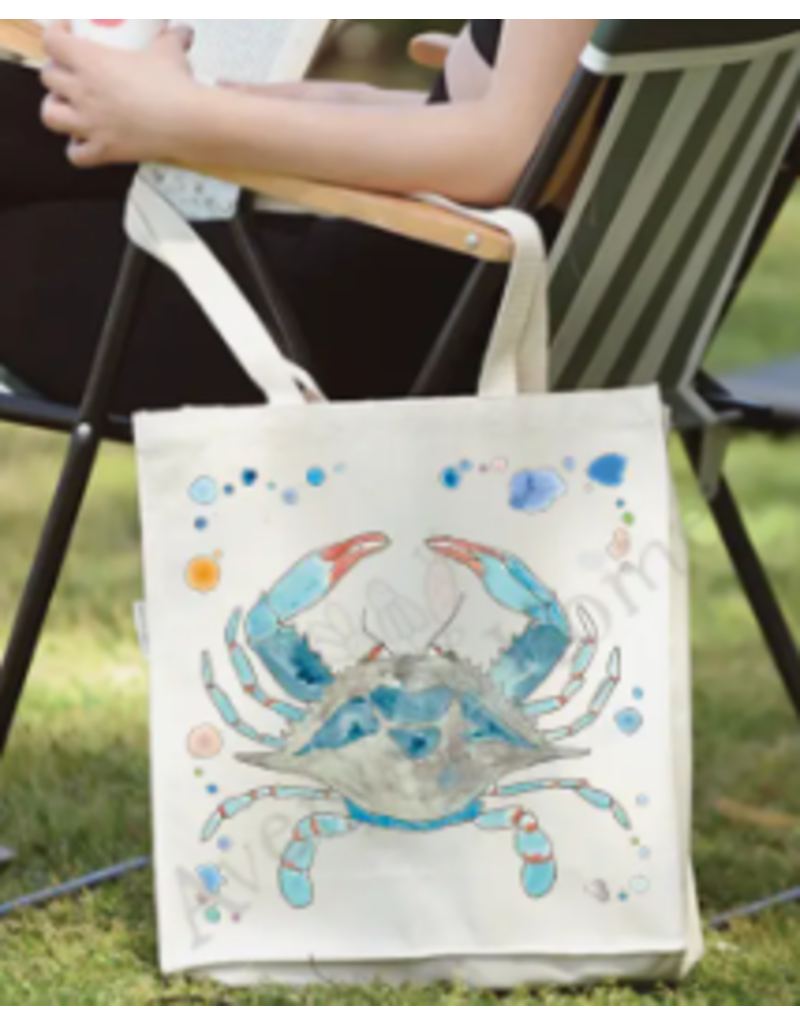 Cotton Tote Bag, Blue Crab disc