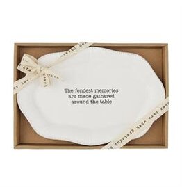 Mudpie Fall Scalloped Ceramic Platter, Fondest Memories at Table, 8x12