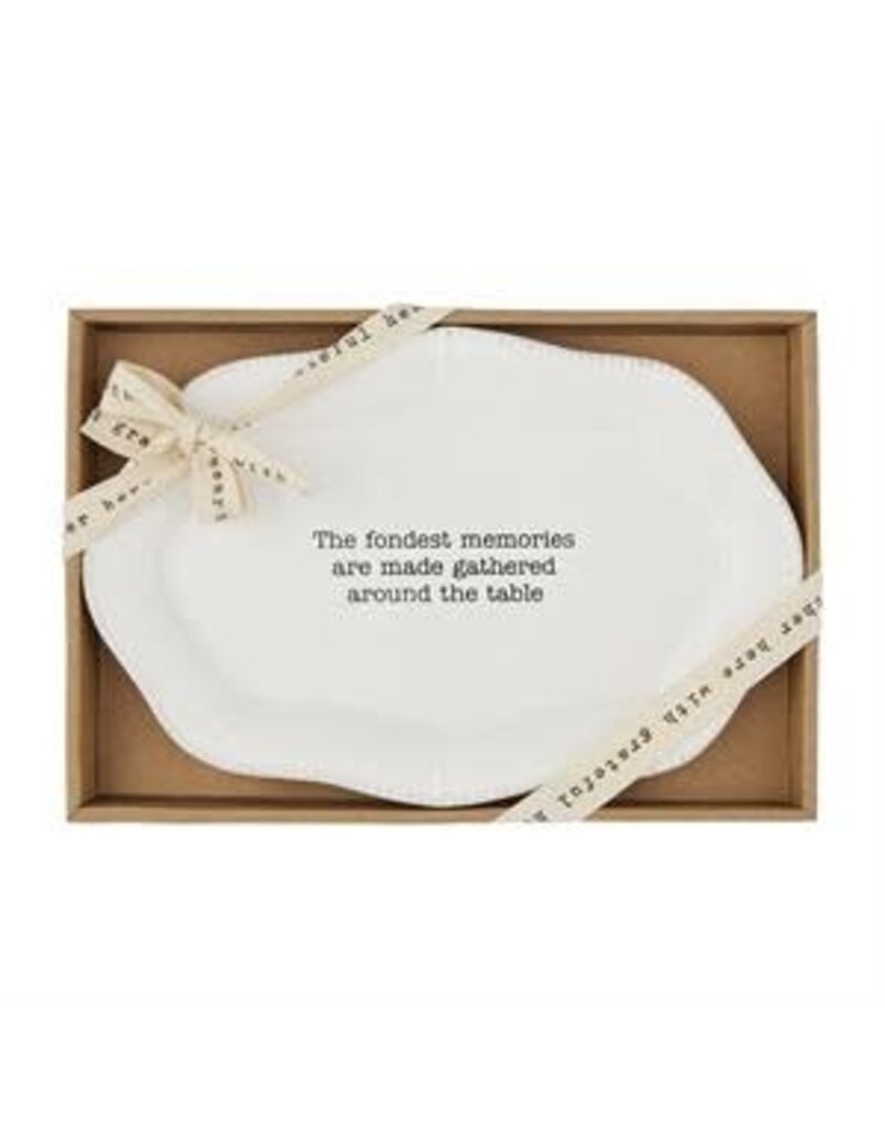 Mudpie Fall Scalloped Ceramic Platter, Fondest Memories at Table, 8x12