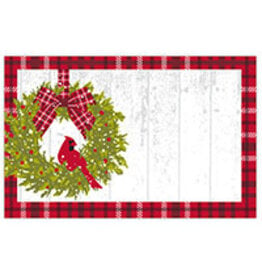 Holiday Note Card, Plaid Cardinal, with kraft envelope 3.5x2.25